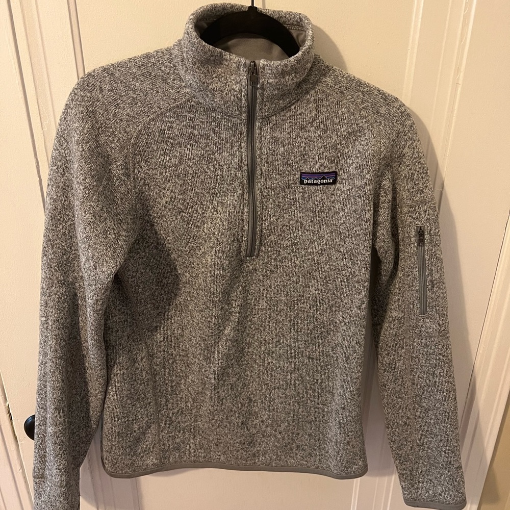 Patagonia birch white/gray quarter zip fleece pullover